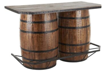 Brown Mango Wood Barrel Wine Bar