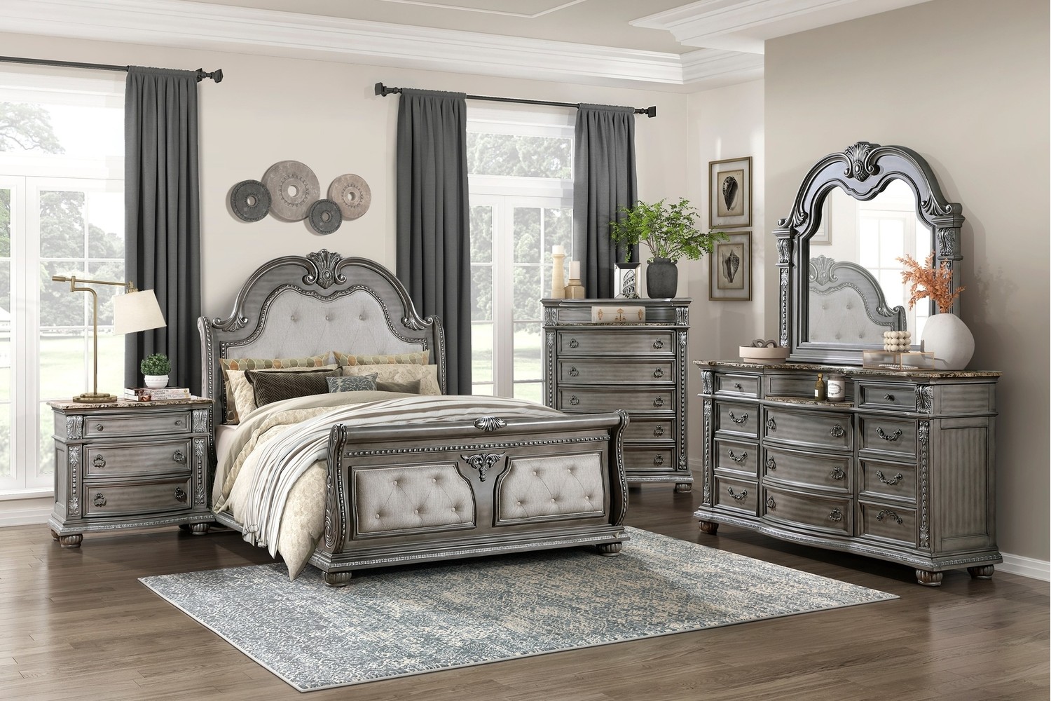 Bennington Queen Sleigh 5 Piece Bedroom Set