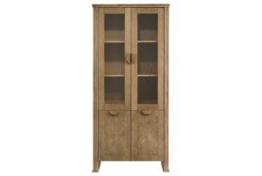 Adina Distressed Light Brown Display Cabinet