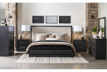 Westwood Dark Oak Queen Upholstered 5 Piece Bedroom Set