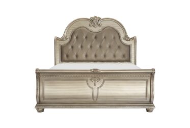 Cavalier Silver King Bed With Tufted Headboard