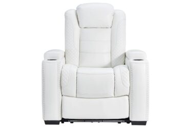 Party Time White Dual Power Recliner