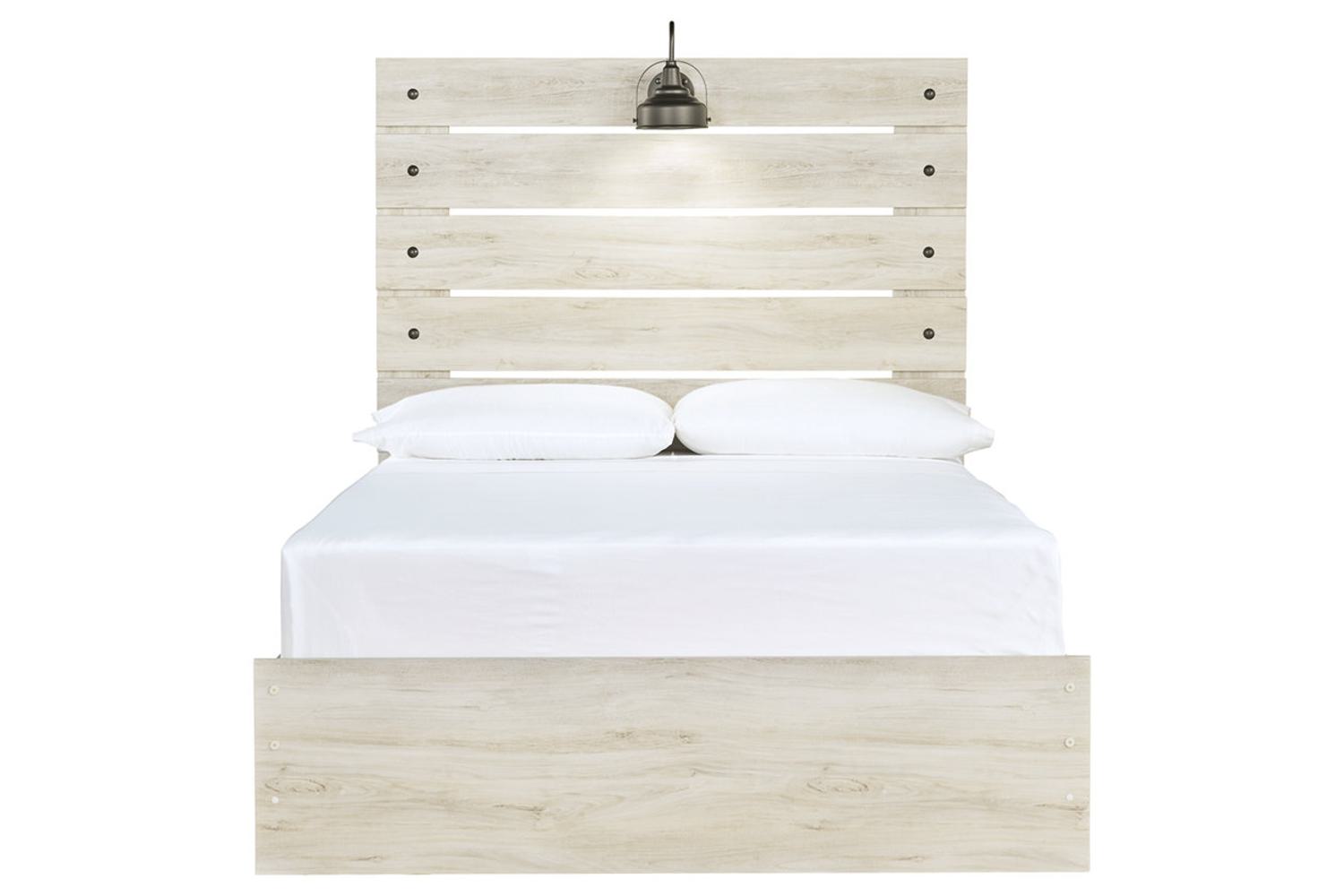 Cambeck Whitewash Full Lighted Panel Bed