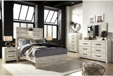 Cambeck Whitewash Lighted Full Panel 4 Piece Bedroom Set
