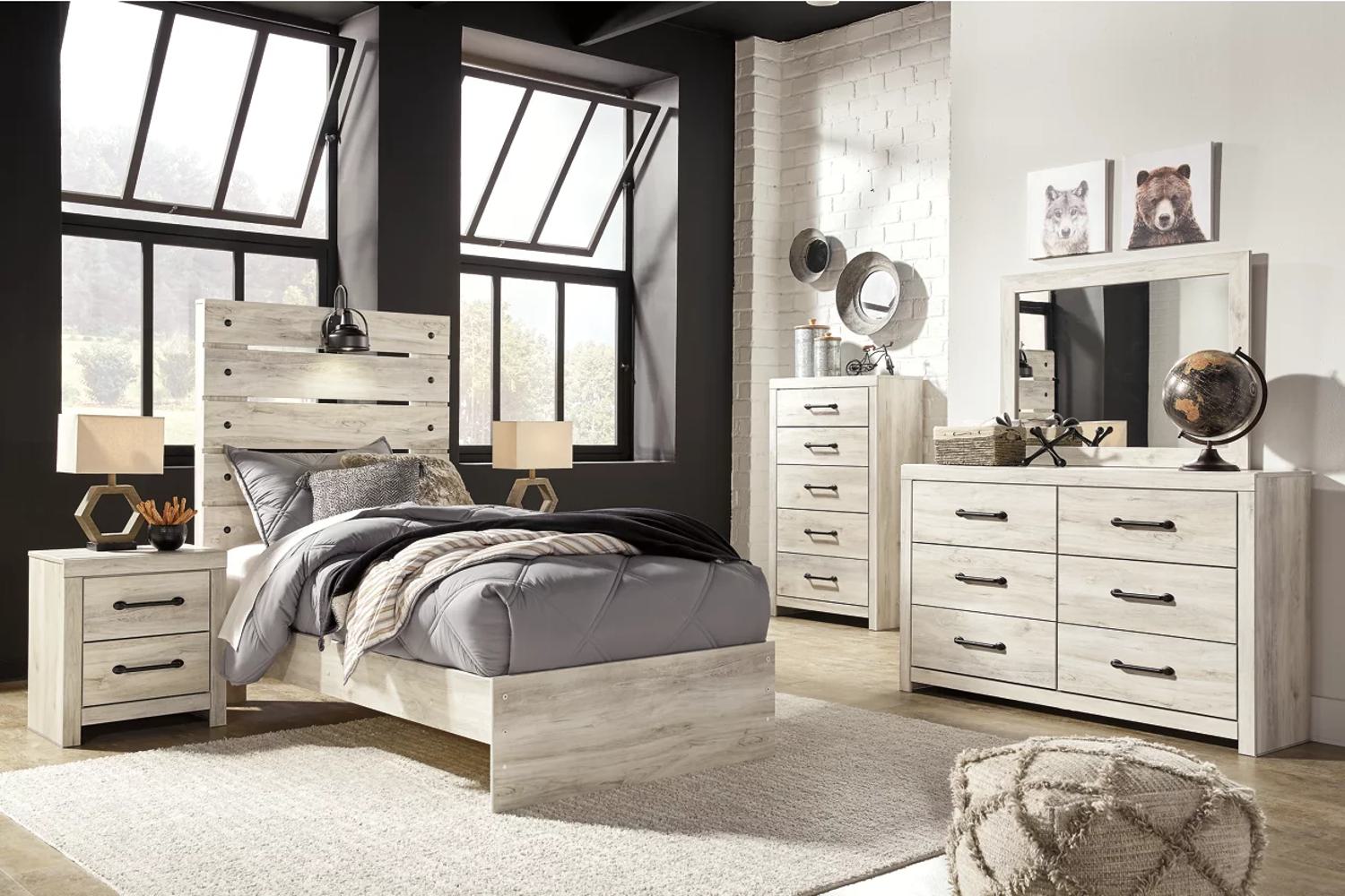 Cambeck Whitewash Twin 5 Piece Bedroom Set