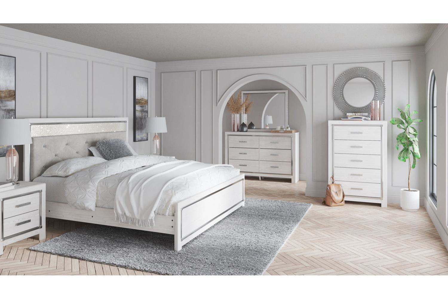 Altyra King Lighted Panel 5 Piece Bedroom Set