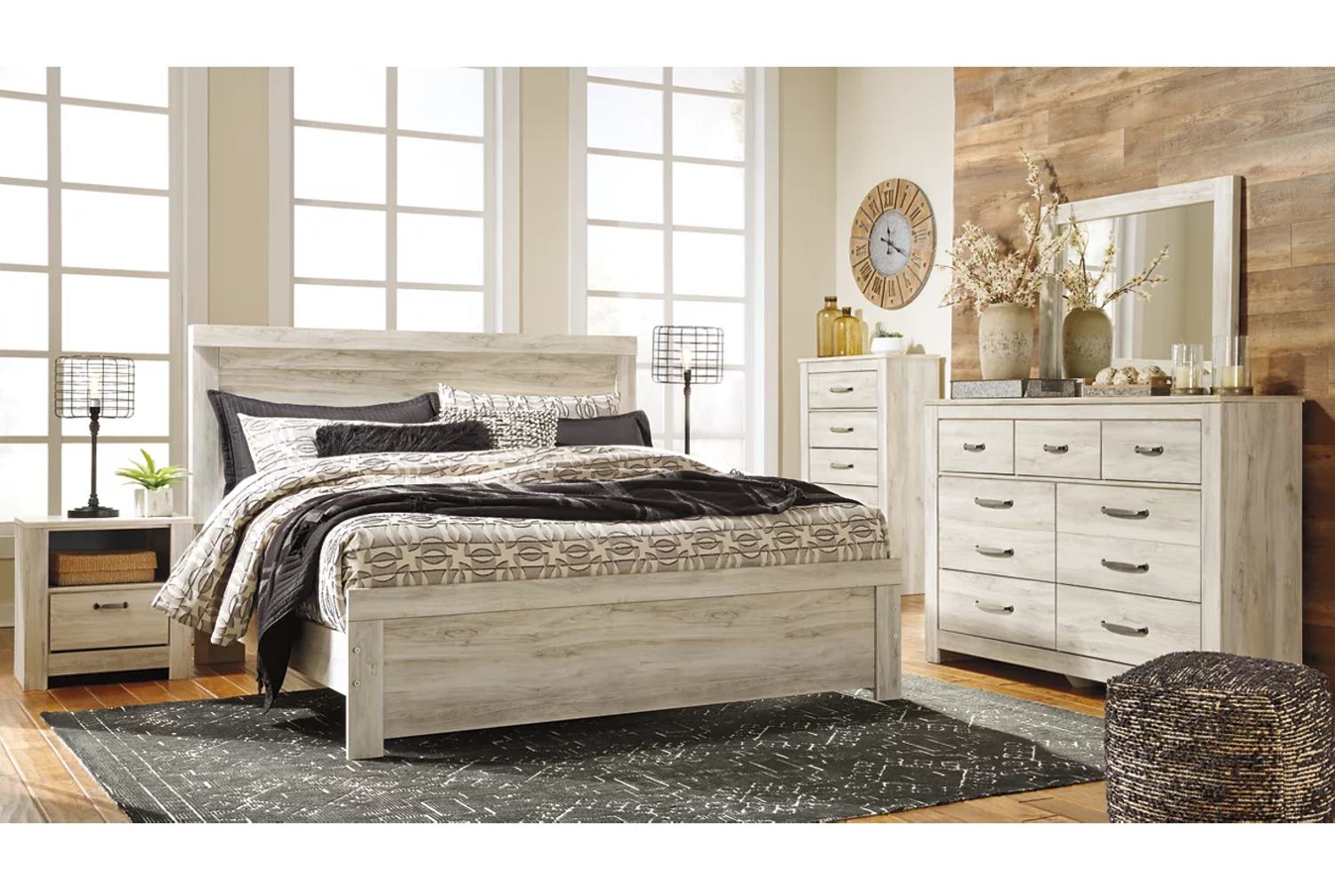 Bellaby King Whitewash Panel 5 Piece Bedroom Set