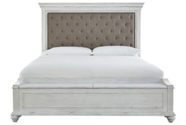 Kanwyn Whitewash Upholstered King Storage Bed