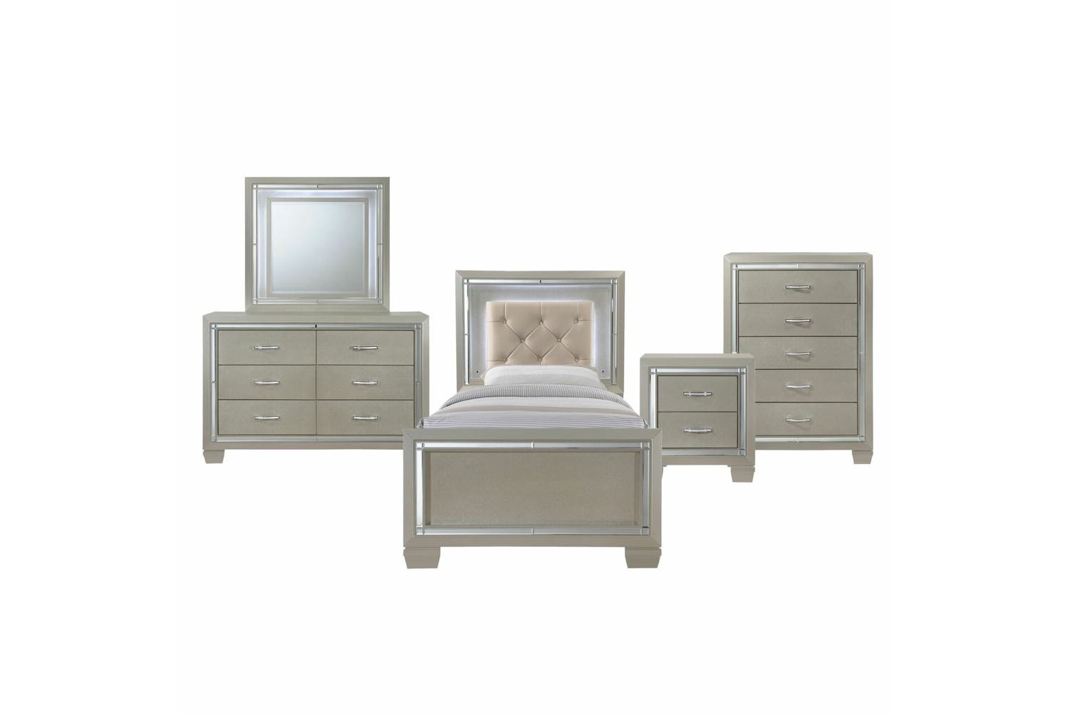 Platinum Youth Twin 5 Piece Bedroom Set