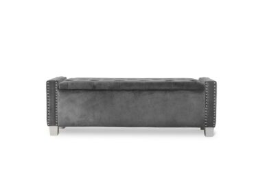 Gray Velvet Storage Bench