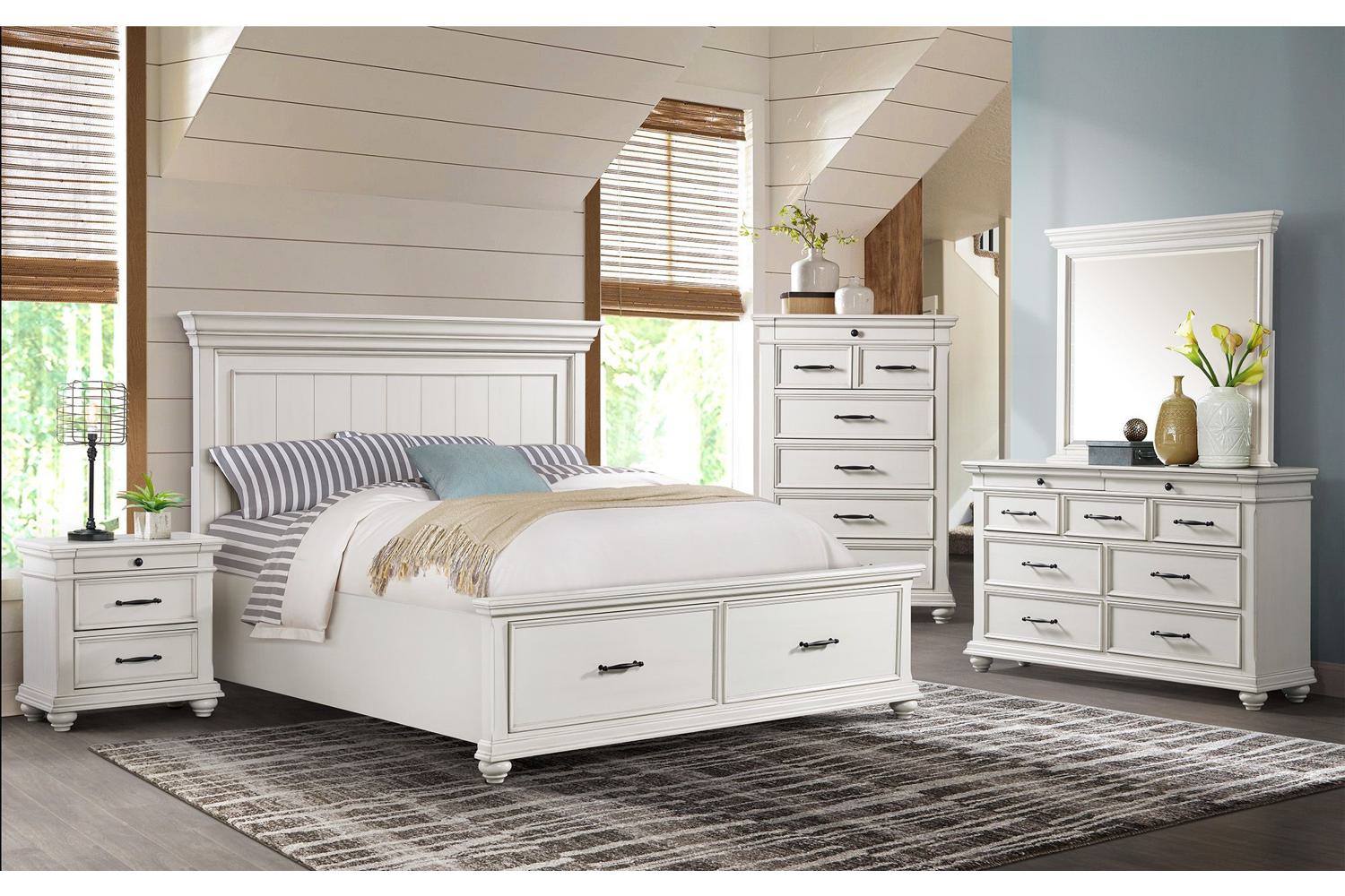 Slater White Queen Storage 5 Piece Bedroom Set