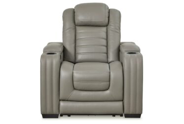 Backtrack Gray Leather Power Recliner