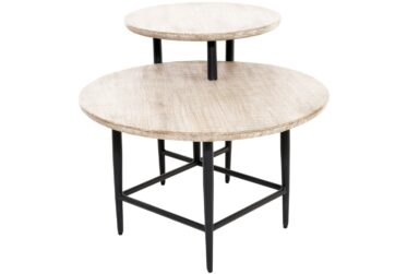 Metro Iron & Whitewash Accent Table