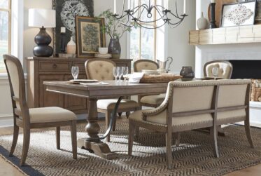 Americana Farmhouse Brown 6 Piece Dining With Bench