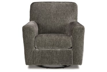 Herstow Charcoal Swivel Glider Accent Chair