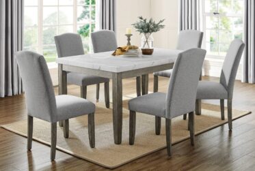 Emily White Marble 7 Piece Dining Set