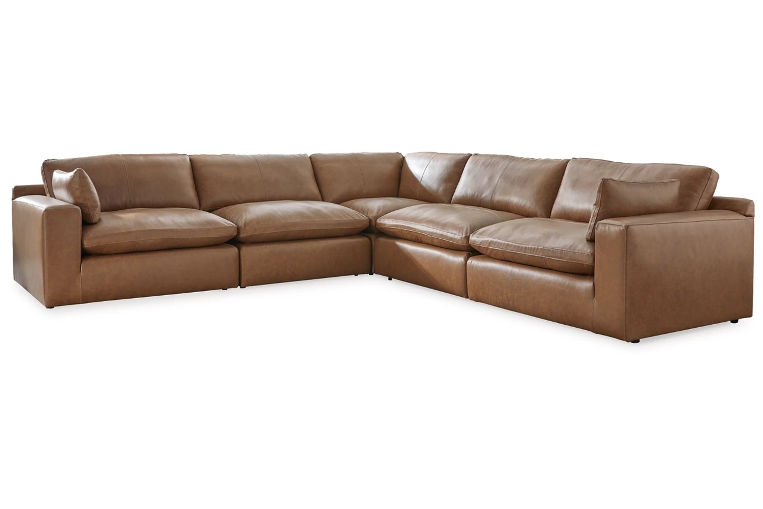 Emilia Caramel Leather 5-Piece Sectional - Georgia Furniture Mart