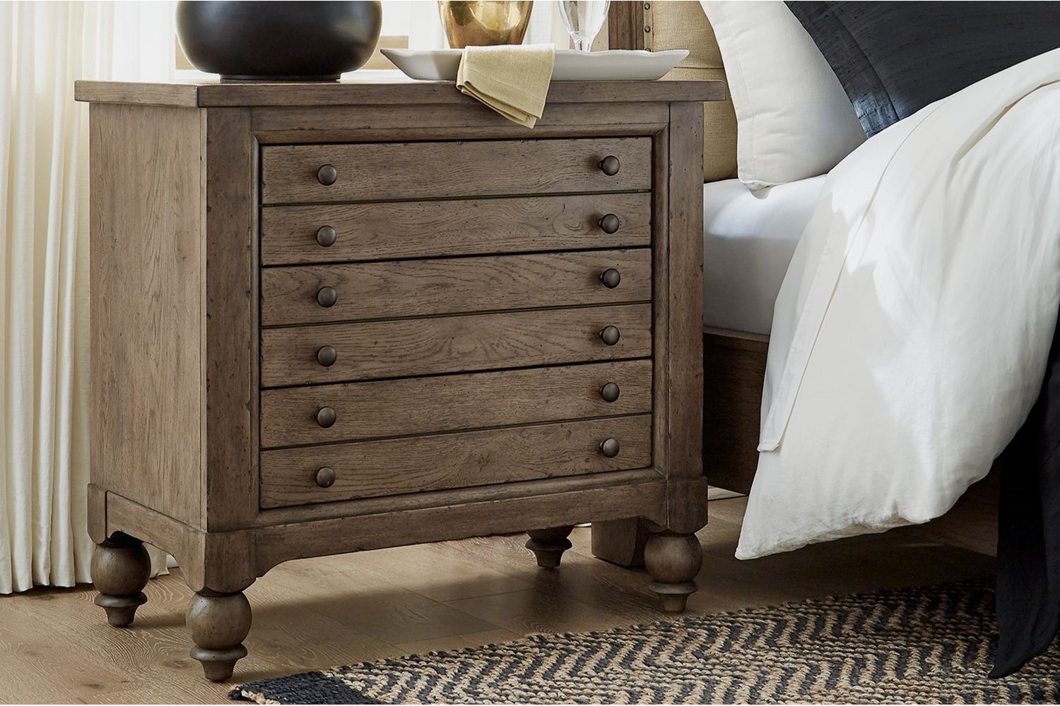 Americana Farmhouse Brown Bedside Chest