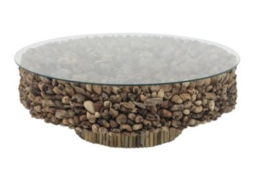 Driftwood And Glass Top Coffee Table