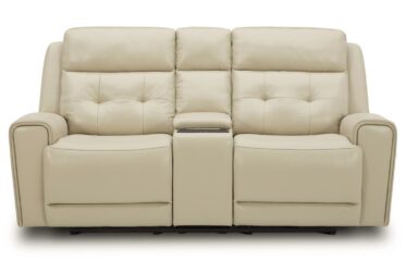 The Carrington Stone Leather Power Reclining Loveseat With Console