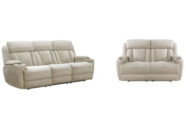 Dalton Fawn 2 Piece Power Reclining Sofa & Loveseat Set