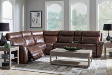 Blair Cognac Leather 6-Piece Power Reclining Sectional