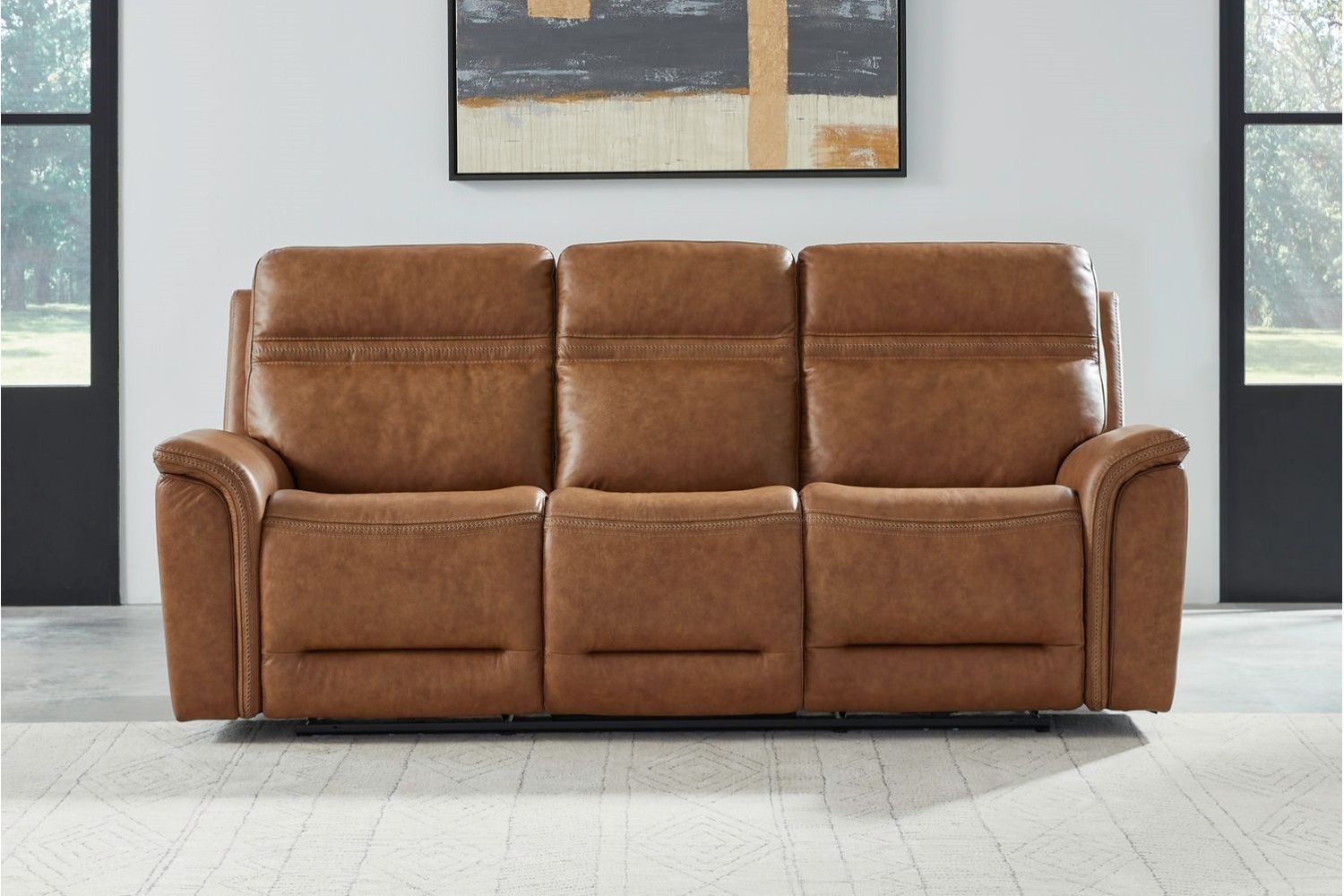 Cooper Camel Leather Power Reclining Sofa - Georgia Furniture Mart