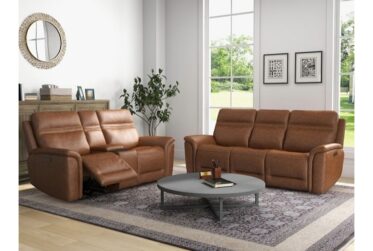 Cooper Camel Leather Power Reclining Sofa & Loveseat Set
