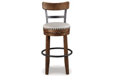 Valebeck Brown Bar Height Upholstered Swivel Chair