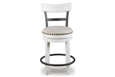 Valebeck White Counter Height Upholstered Swivel Chair