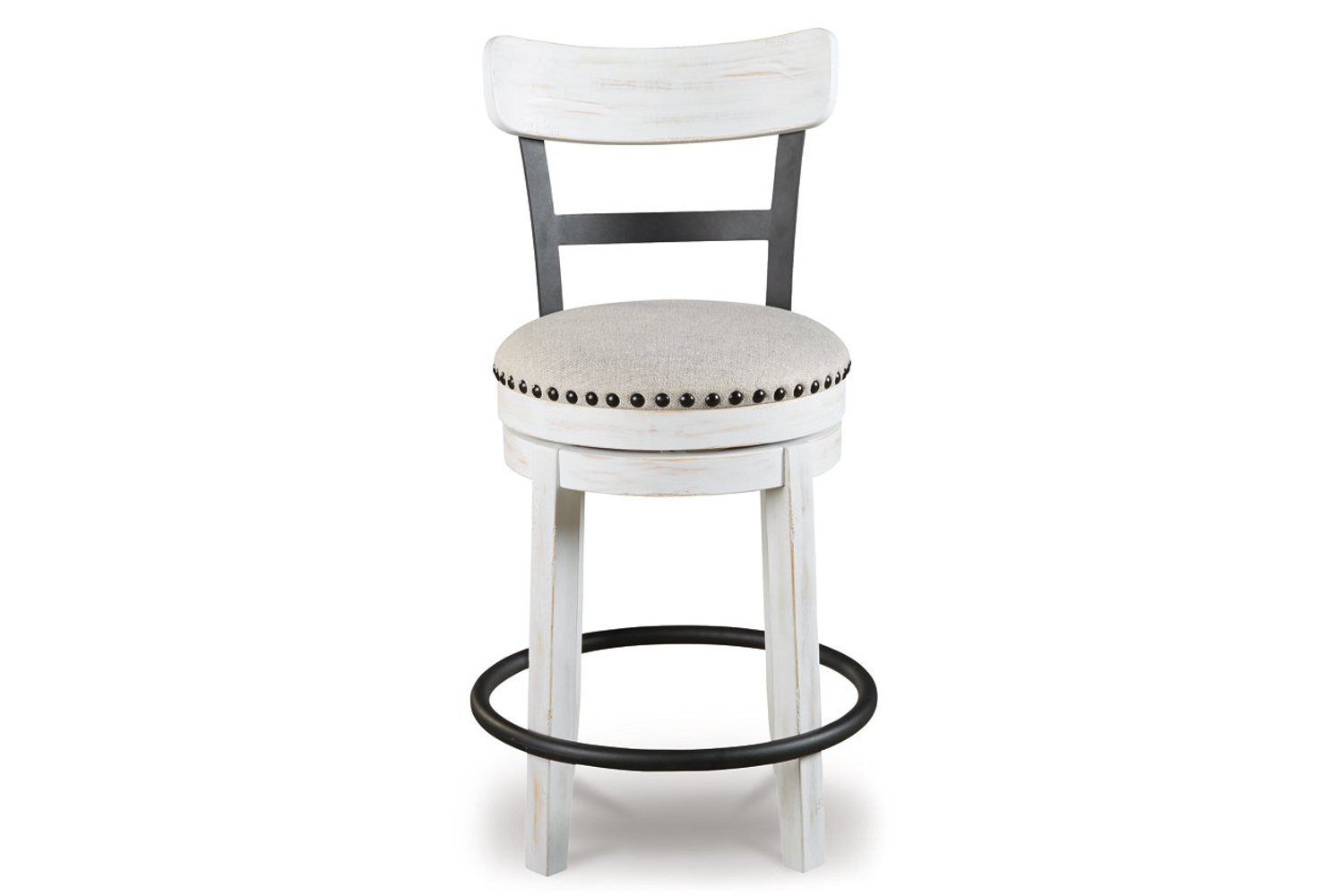 Valebeck White Counter Height Upholstered Swivel Chair Georgia