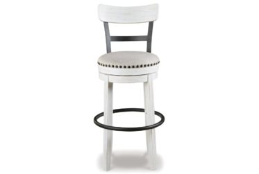 Valebeck White Bar Height Upholstered Swivel Chair