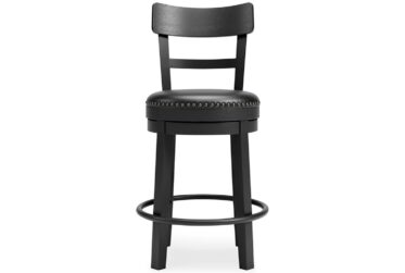 Valebeck Black Counter Height Upholstered Swivel Chair