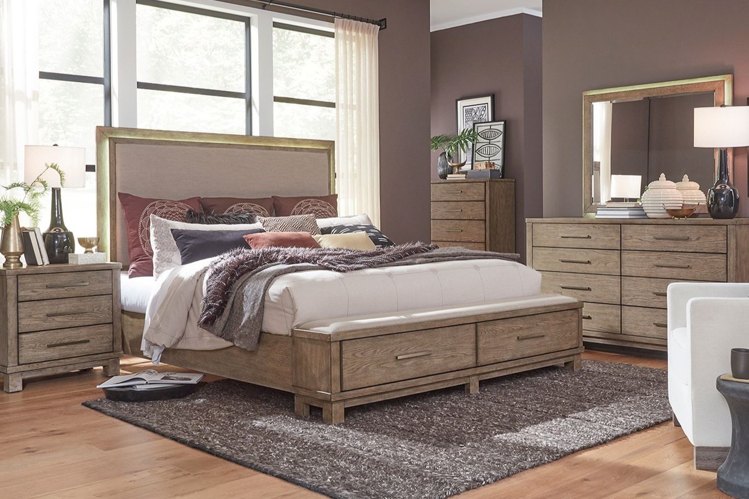 Canyon Road Upholstered King Storage 4 Piece Bedroom Set