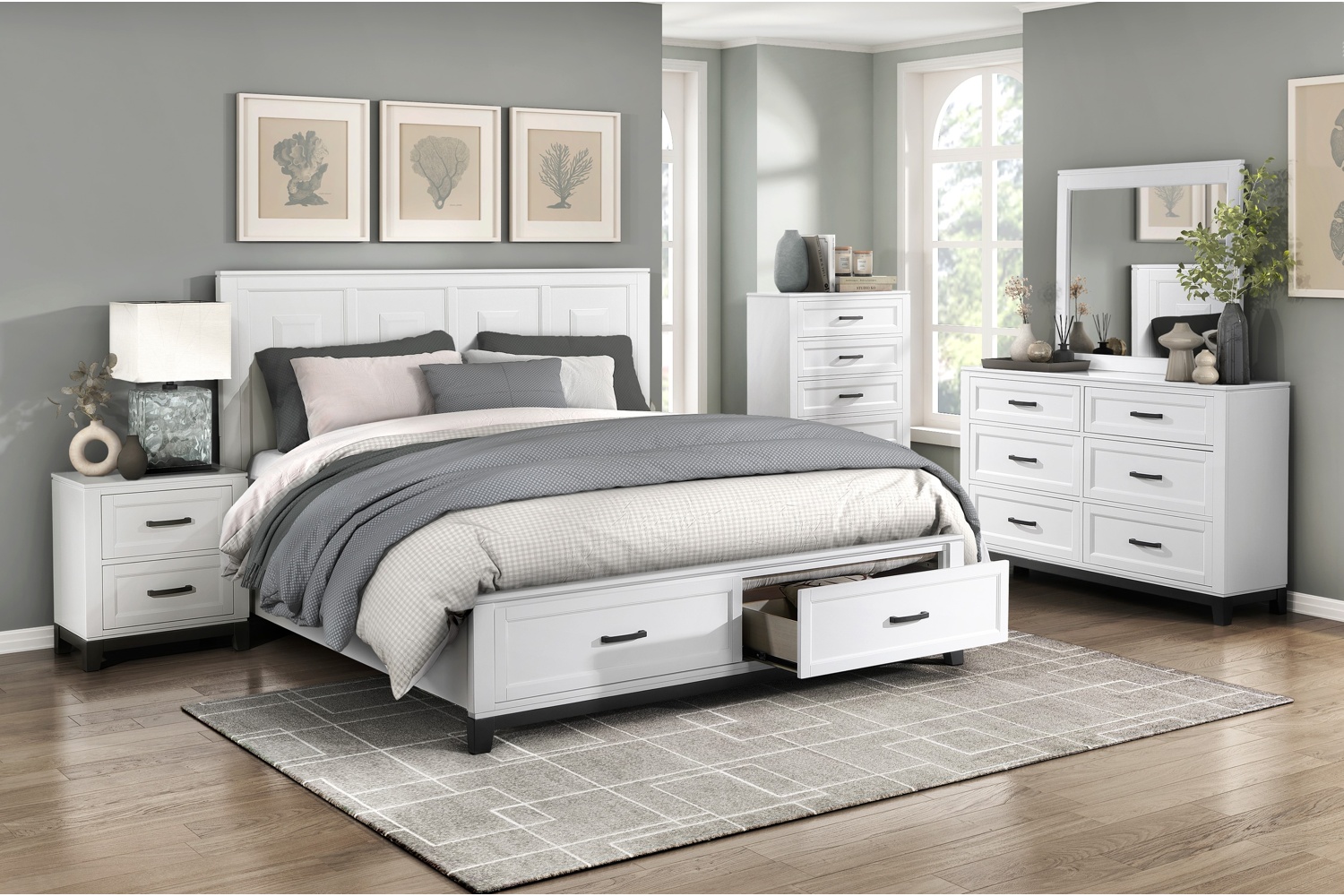Garretson White King Storage 5 Piece Bedroom Set