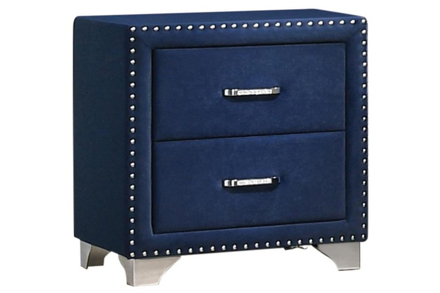 Melody Velvet Blue 2-Drawer Nightstand