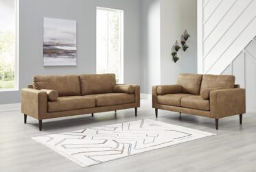 Telora Caramel 2 Piece Sofa And Loveseat Set