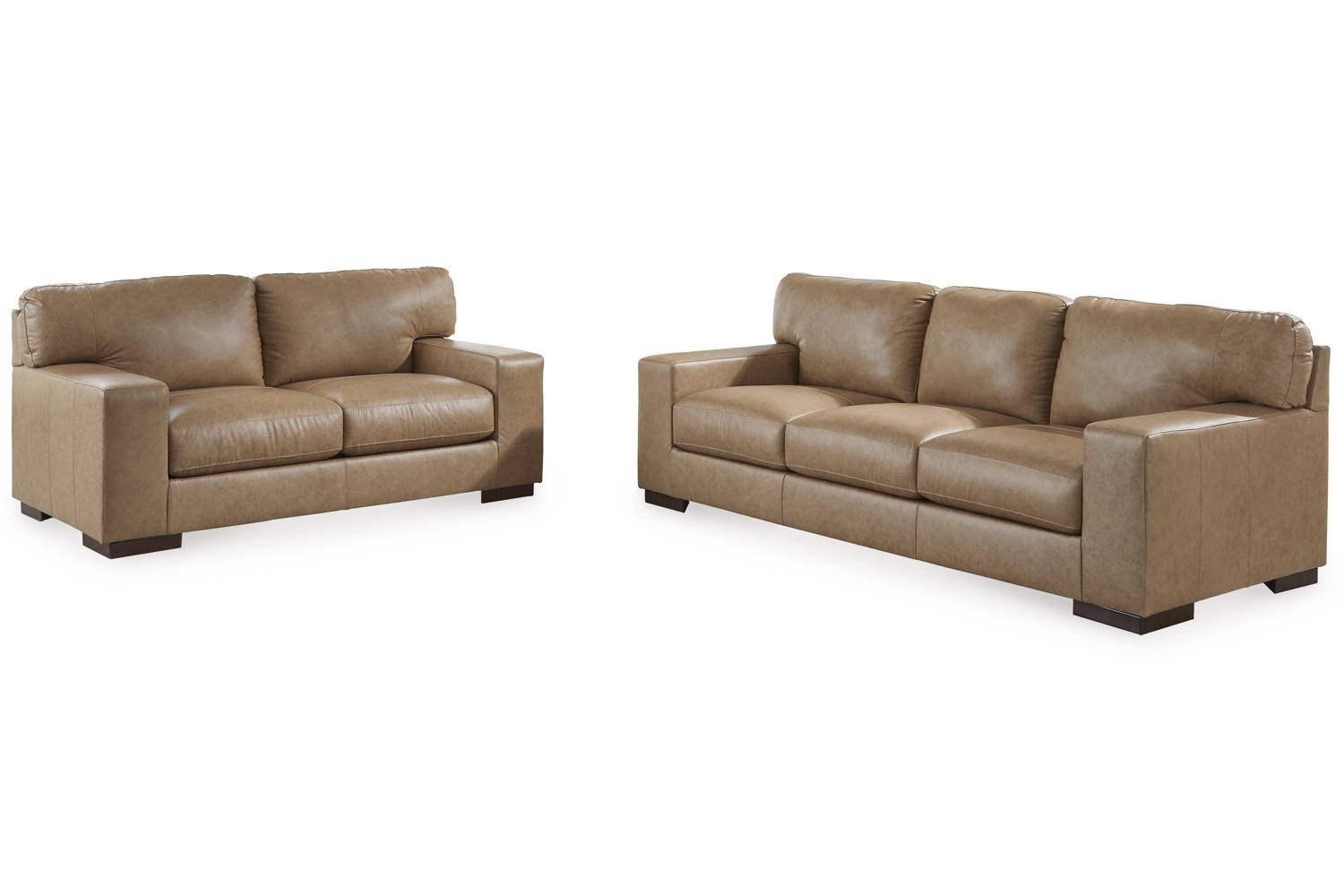 Lombardia Tumbleweed Leather 2 Piece Sofa & Loveseat Set - Georgia