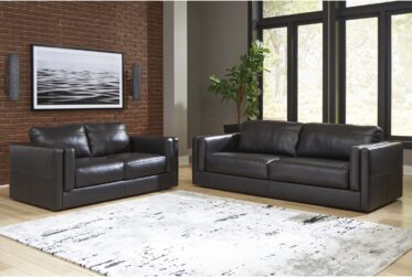 Amiata Onyx Leather 2 Piece Sofa & Loveseat Set