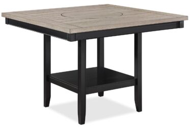 Fulton Light Gray Counter Height Dining Table With Lazy Susan