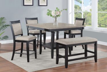 Fulton Light Gray Counter Height 5 Piece Dining Set With Bench