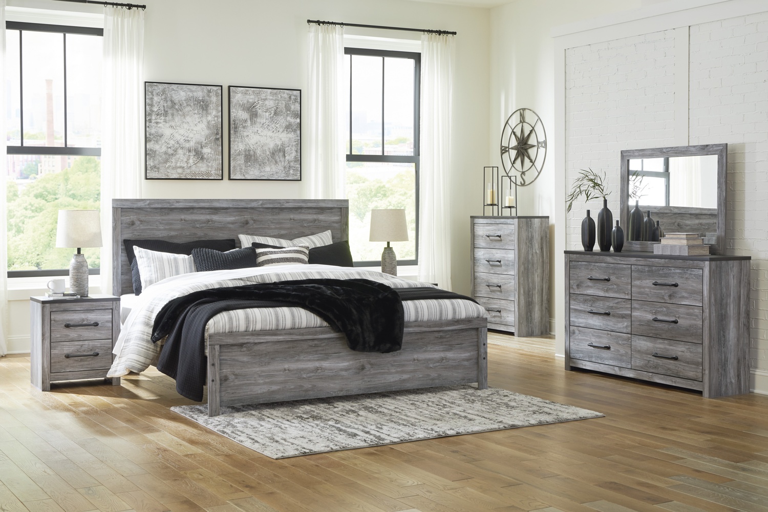 Bronyan Dark Gray King 4 Piece Bedroom Set