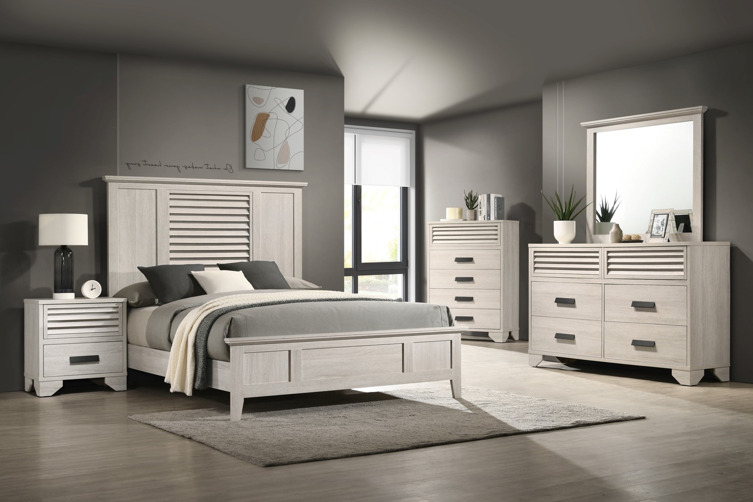 Sarter White King 5 Piece Bedroom Set