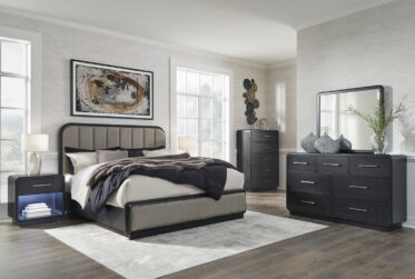 Rowanbeck Upholstered King 4 Piece Bedroom Set