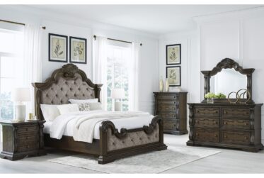 Maylee Brown Upholstered Queen 5 Piece Bedroom Set