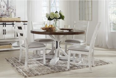 Valebeck Two-Tone Round 5 Piece Dining Set