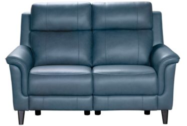 Kester Mason Bluegray Leather Power Loveseat