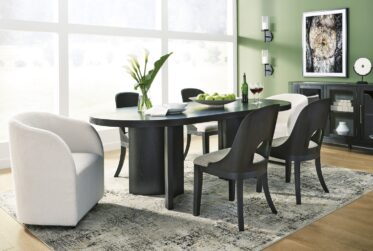 Rowanbeck Black 7 Piece Dining Set With Arm Chairs