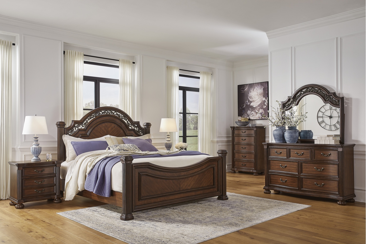 Lavinton Brown Poster Queen 5 Piece Bedroom Set