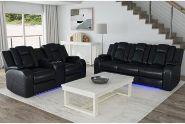 Carlo Black Power Reclining 2 Piece Sofa & Loveseat Set